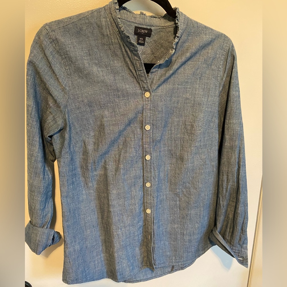 J. Crew Factory Ruffle Neck Button Up